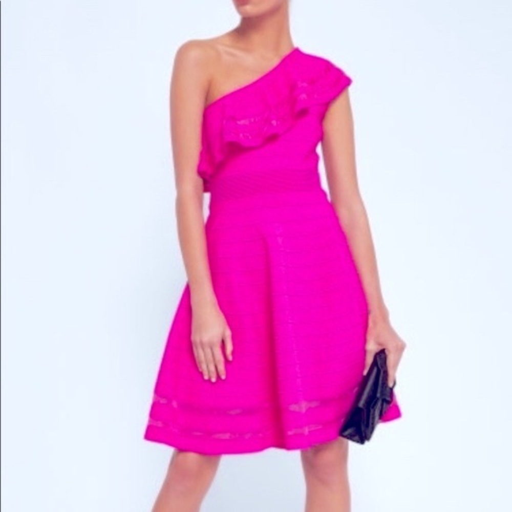 Ted Baker London Streena Hot Pink one shoulder dress size 1